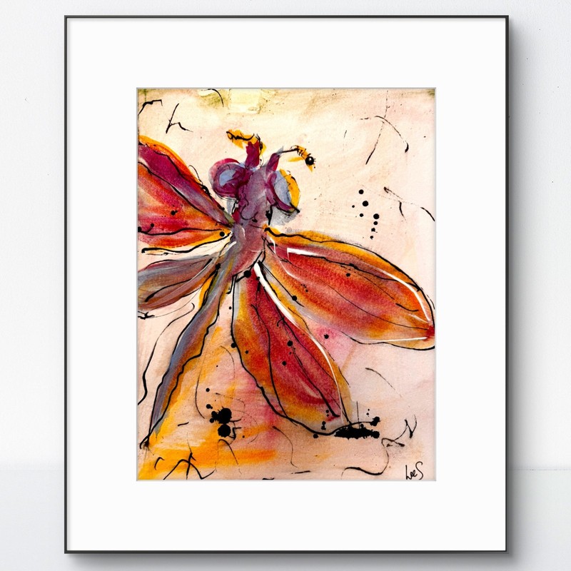 SAMATOWIC Dragonfly 2 Original Art 9×12 Colorful Signed Kids Room Wall Decor 15