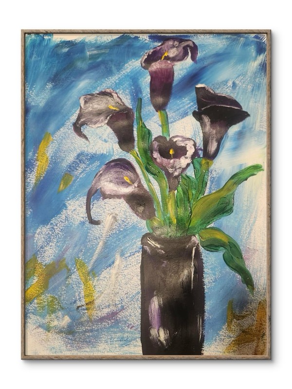 Abstract Calla Lillies Impressionistic Original Wall Art 14X11 Mixed Media Paper gallery