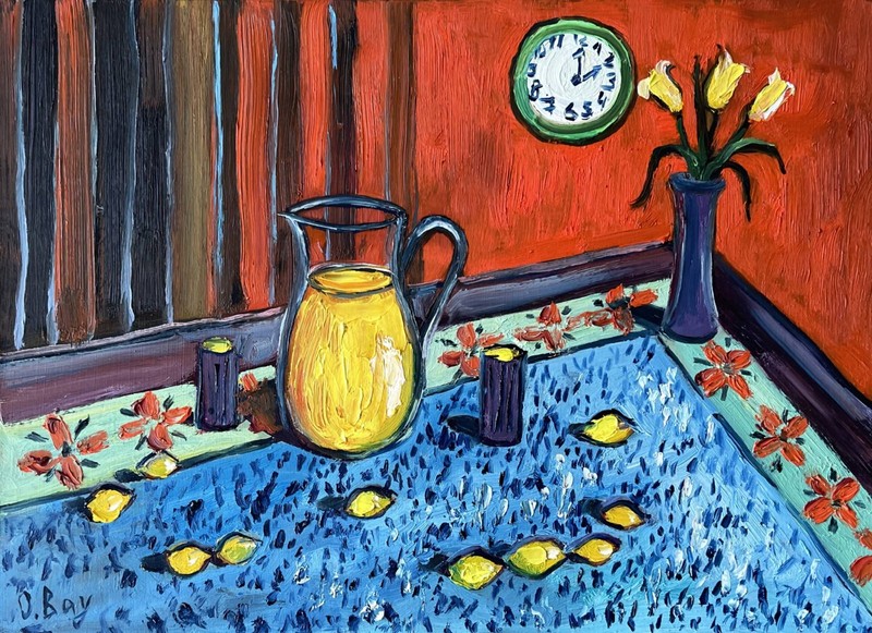 Lemon Painting Original Art Impasto Oil Painting Fruit Art 10×14″ Still Life