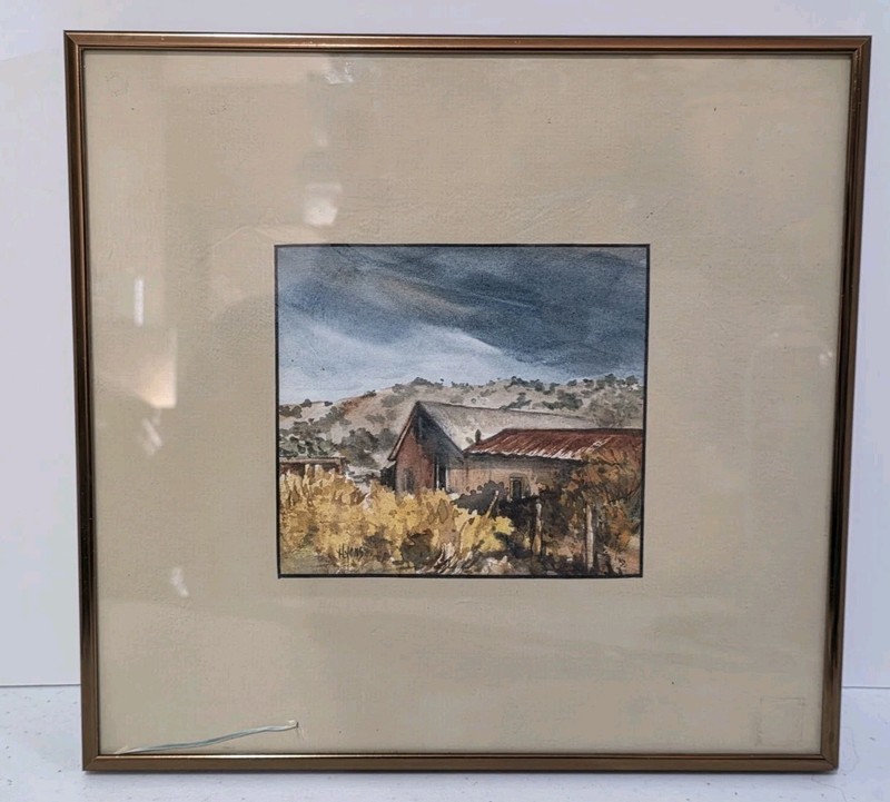Original Watercolor Landscape Painting Signed H Lyons Rustic Country
