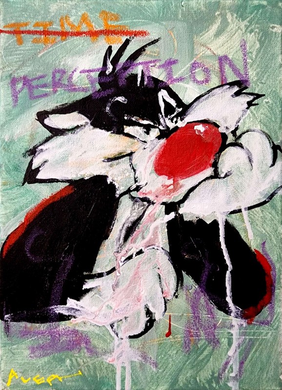 Original Looney Tunes Painting Abstract Expressionist Canvas 9x12 Cartoon Pop Ar gallery