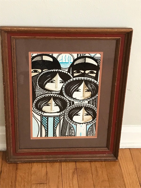 Orig Mid Eastern Art «Mid East, Egyptian, Muslim Women» Taha El Gamal 17X22 EC