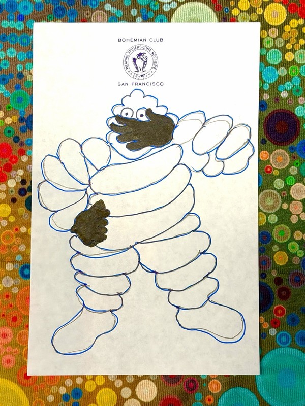 Charles Linder Bohemian Club Stationery Michelin Man Art 2026 OOAK Original