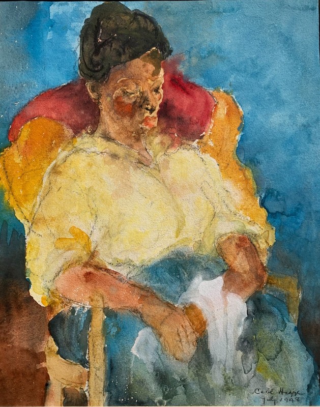 Cecil Higgs (South African,1898–1986) Rarity Expressionism Watercolor Painting