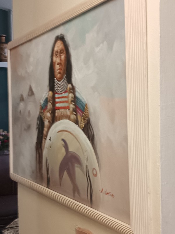 Original Oil Painting Native American Indian signed by A. Norman gallery