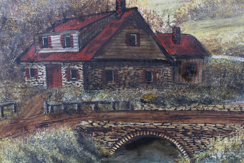Vintage Homestead Oil Painting On Masonite Joseph Charles Frumes 1983 gallery