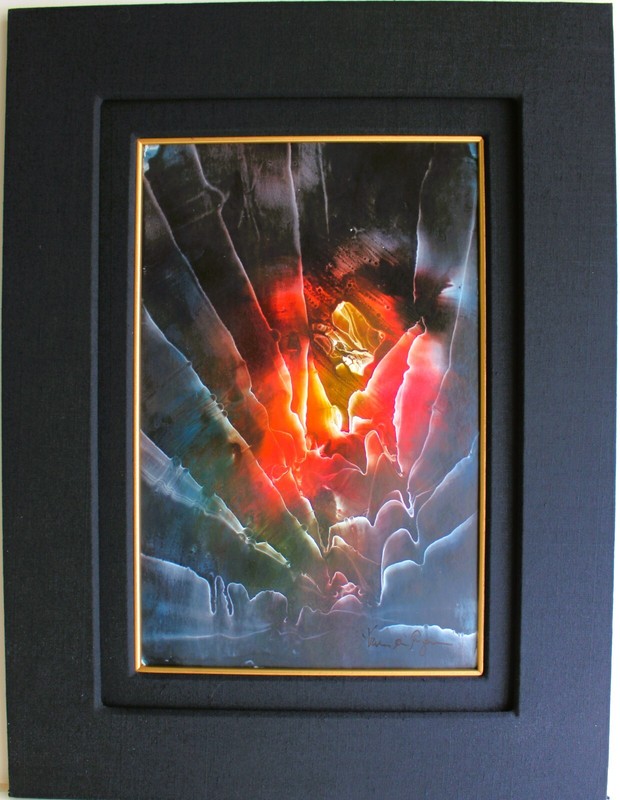 MIXED MEDIA ON CARDBOARD COLORFUL SIGNED ABSTRACT CONTEMPORARY MODERNISM