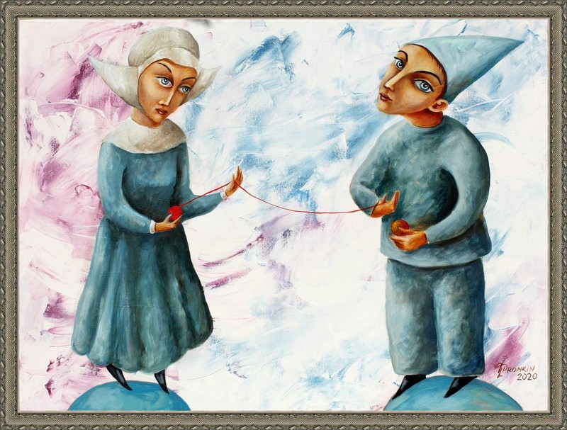 ORIGINAL Painting oil canvas CONTEMPORARY ART by Pronkin 2020 THREAD