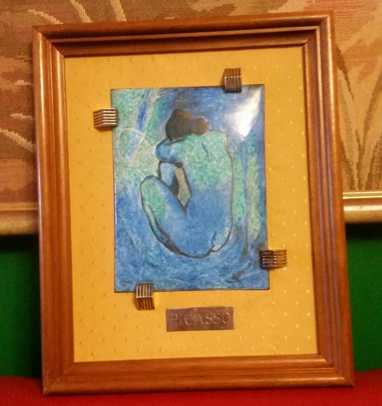 Enamel On Copper Vintage Pablo Picasso Painting Silver Hallmarked Framed C1950 gallery