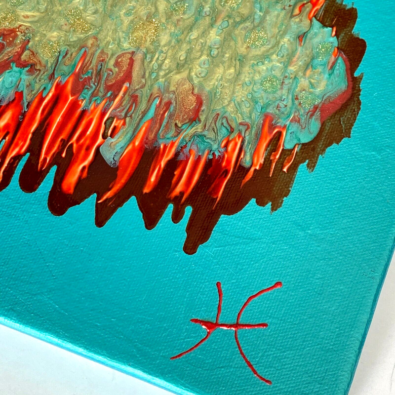 Amoeba 6 - Original Abstract Wall Art Mixed Media Painting 9"x12" Home Decor gallery
