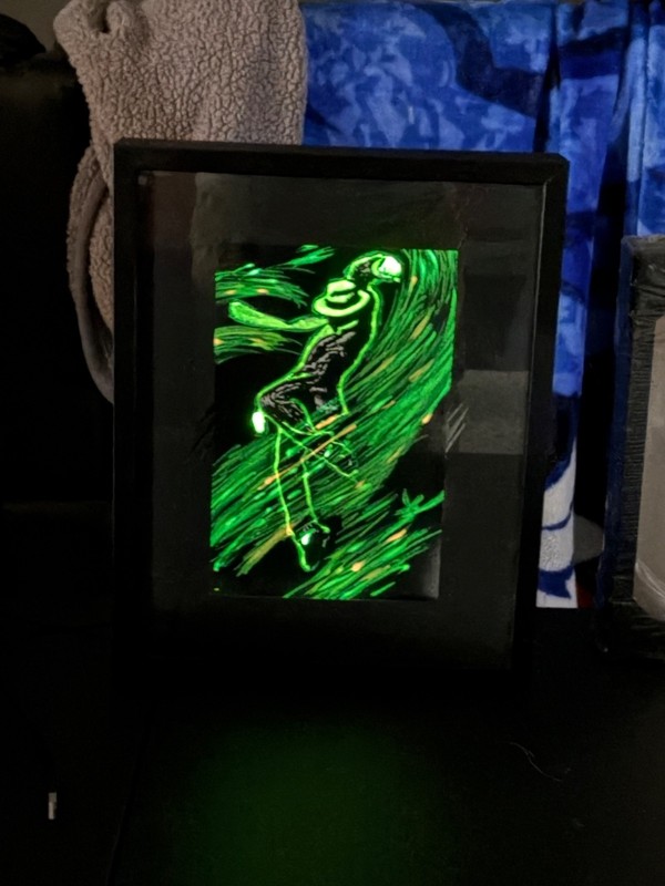 Original Blacklight Framed Hand Drawn Michael Jackson Original 11x14 gallery