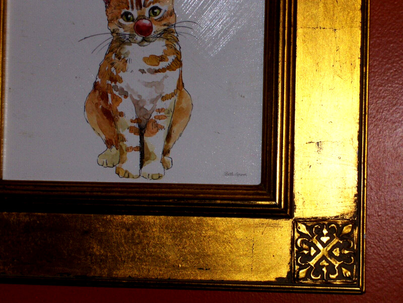LOVELY Cat Winter Joy Celebrations Signed Betti Grove Giclee Painting Canvas gallery