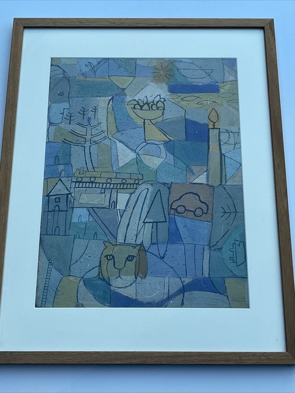 MID CENTURY PAINTING URBAN MODERNISM CUBISM ABSTRACT EXPRESSIONISM MYSTERY ART