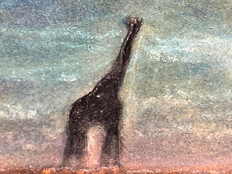 Vintage MDF Wood Panel Carving African Landscape Painting Giraffe Africa Art gallery