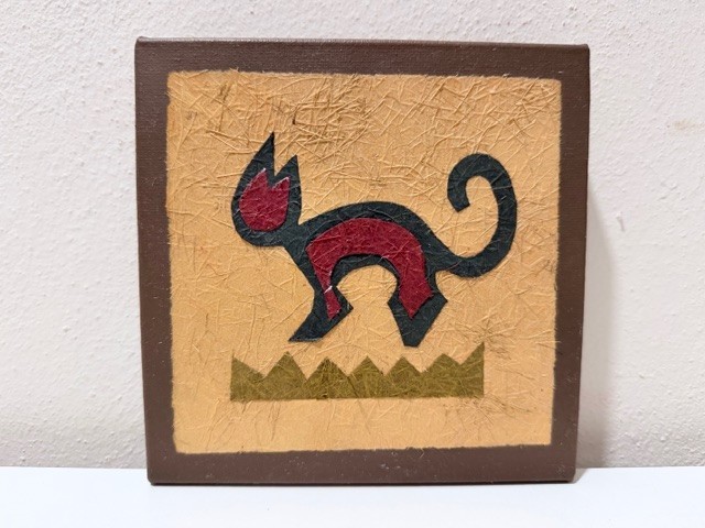 Folk Art Cat Textured Canvas Wall Art, 6 x 6 inch by Ratti Ferrarini 2009