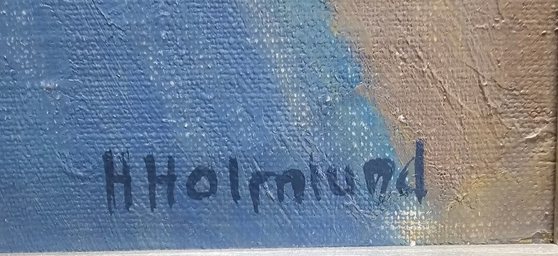 SCANDINAVIAN VINTAGE EXPRESSIONIST PAINTING SWEDISH ART SIGNED HELGE HOLMLUND gallery