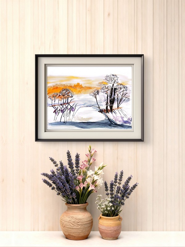Castle Landscape Contemporary Expressionist Original Painting 9x12 gallery