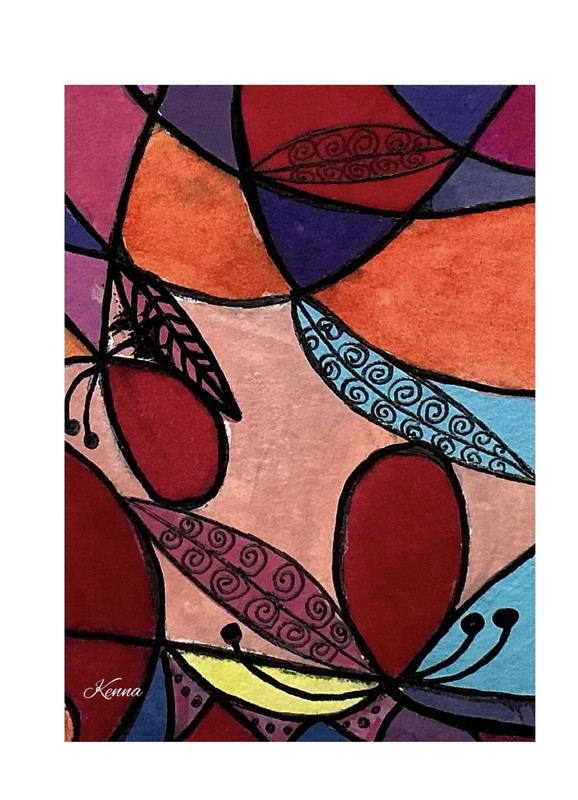 Aceo By Kenna Painting Abstract Swirls 10 Original 2.5” X 3.5” Signed ATC