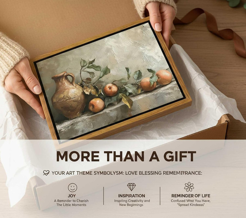 Floating Framed Vintage Kitchen Canvas Wall Art, Rustic Still Life Oil Painting gallery