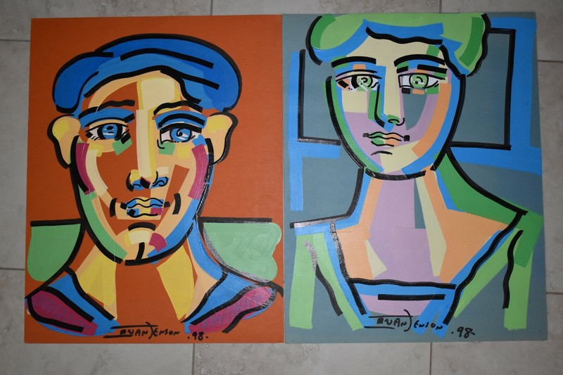 Listed Artist Ivan Jenson Original Pop Art Painting Signed by Artist 28″ x 22″