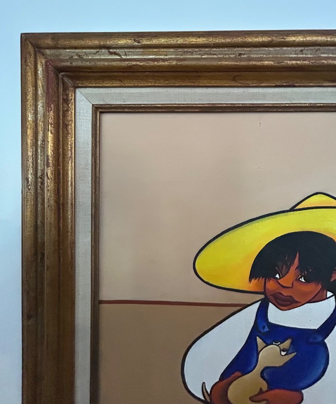 Xavier Cugat - Man with Dog - Signed, Framed Original Painting on Canvas gallery