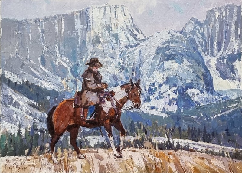 Western Landscape Oil Painting Horse Rider Western Cowboy Ranch Horseback Rider gallery