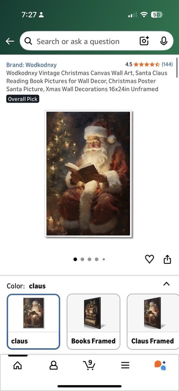 Christmas Poster Santa Picture, Xmas Wall Decorations 16x24in Unframed