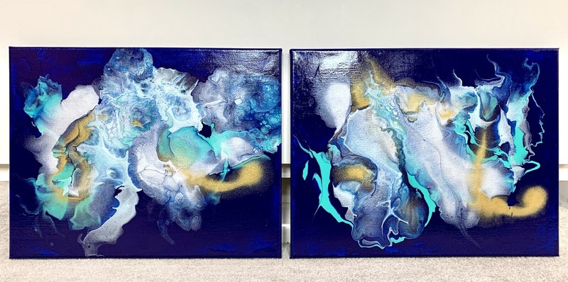 Diptych 2 Piece Set Original Abstract Art Acrylic Painting canvas 11×14”