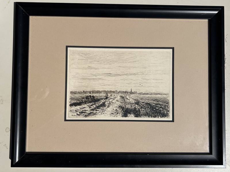 Thomas Huson (1844-1920) – 1880 Etching Man in Field