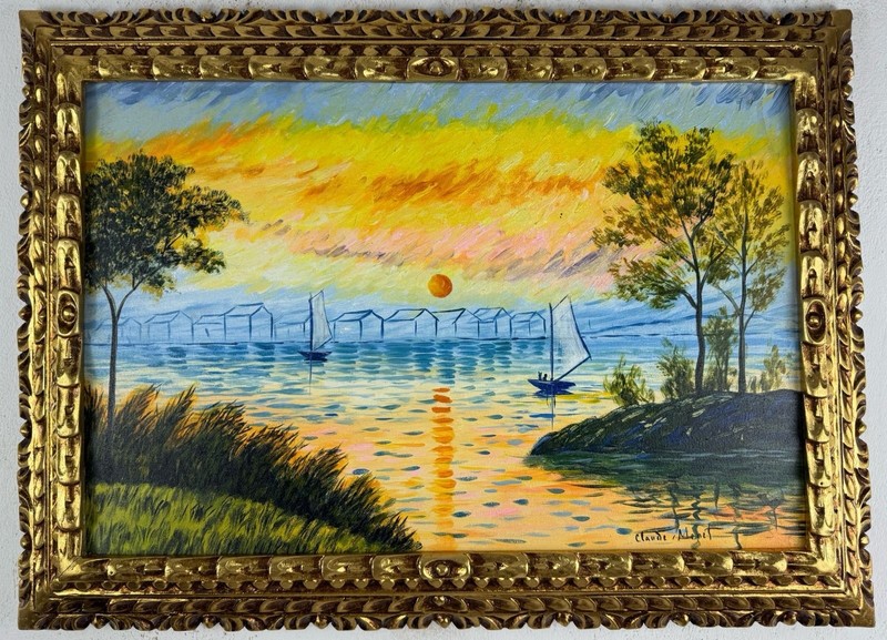 Claude Monet (Handmade) Oil On Canvas Painting signed and stamped