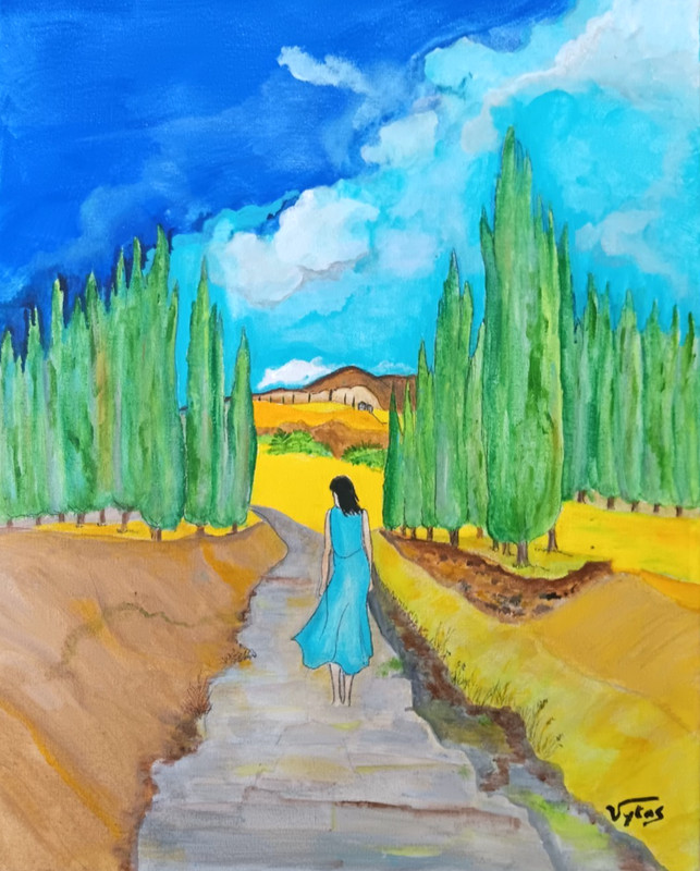 The Walk To Freedom Original Acrylic Painting Canvas Signed P Vytas 16x20 gallery