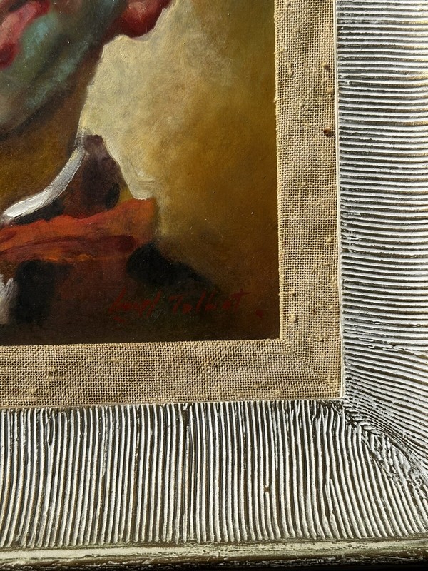 Vintage Clown Painting Lionel Talbot Signed Matted Framed Original Oil On Board gallery