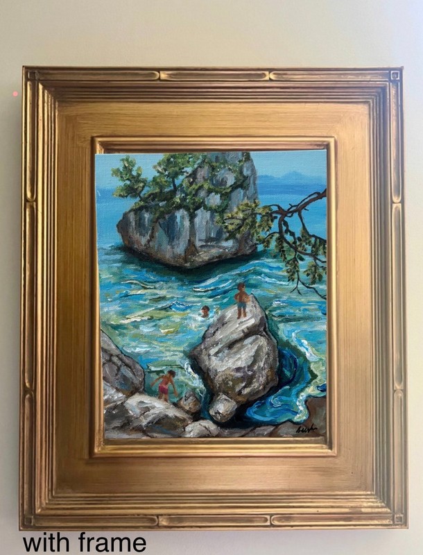 Swimmers at the Cove Framed Painting