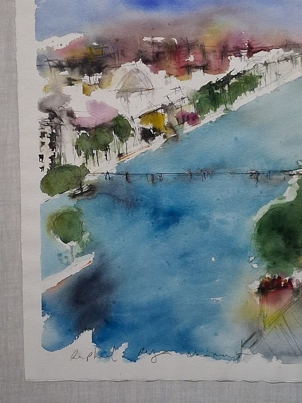 Raphaël Narimani Paris watercolor painting, 36"×29" gallery