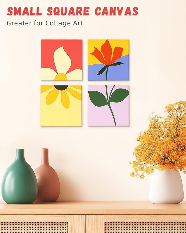 Artisan 12 Pack of 8x8 Inch Gesso Primed Canvas Panels for Creative Projects gallery