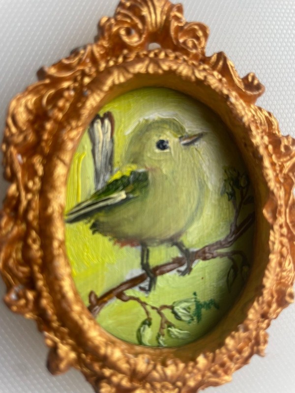 Original miniature oil painting in a frame, impasto technique, flowers, signed. gallery