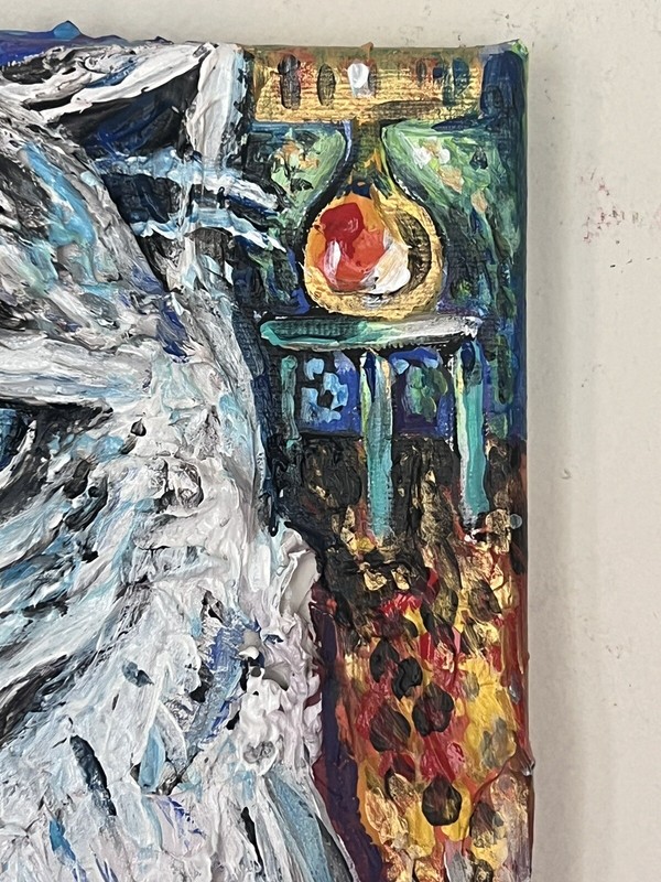 Ragdoll white cat texture original Melissa Bollen acrylic one of a kind painting gallery