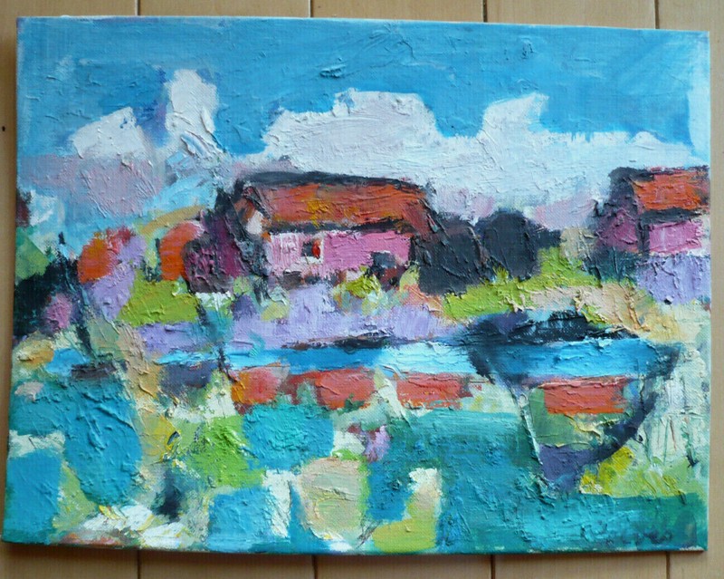 REEVES, VINTAGE FAUVIST OIL ABSTRACTION ABSTRACT FAUVISM COLORS MODERN MODERNISM gallery