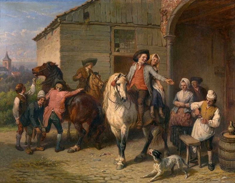 stunning oil painting handpainted on canvas-Horsemen at the Inn