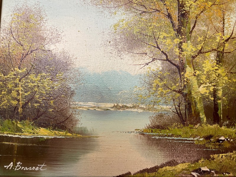 Oil Painting Framed-Autumn Signed A. Brasset-13” X 11”- Vintage