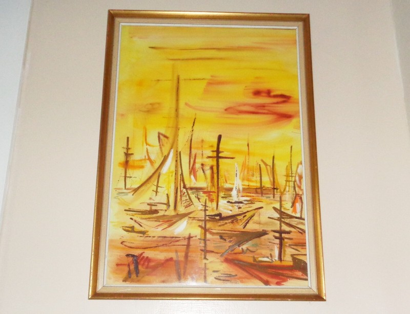 Peter Gullickson 1965 Impressionist Sailing Sail Boat Ships at Harbor Painting gallery