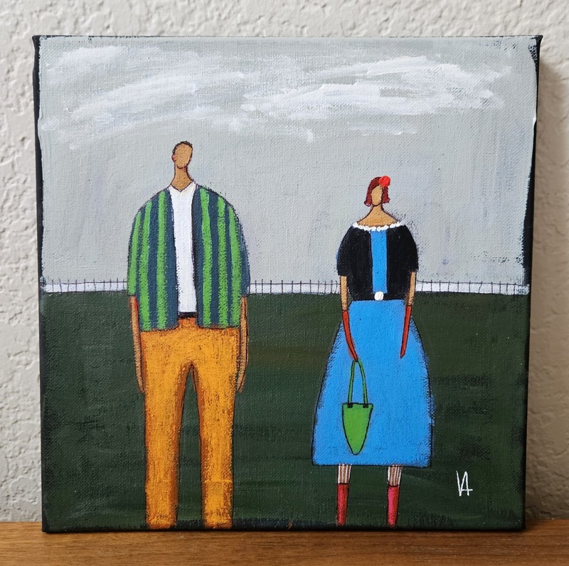 Folk Painting Original Abstract People Portrait Canvas Woman Whimsical 10x10 Art gallery