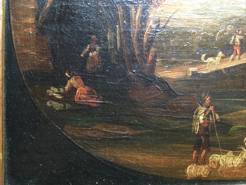 19th Century English Naive Oil Painting on Board Sheep Herding Victorian gallery