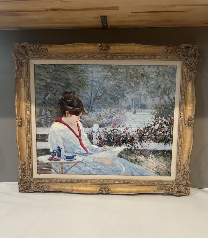 Large 1960s Oil On Canvas Expressionist Painting Signed A Blanchard Well Framed