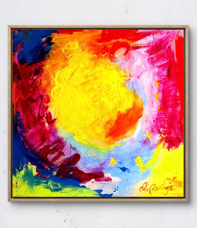 Vibrant Bold Abstract 14×14 Canvas Original Artwork Colorful Painting Modern