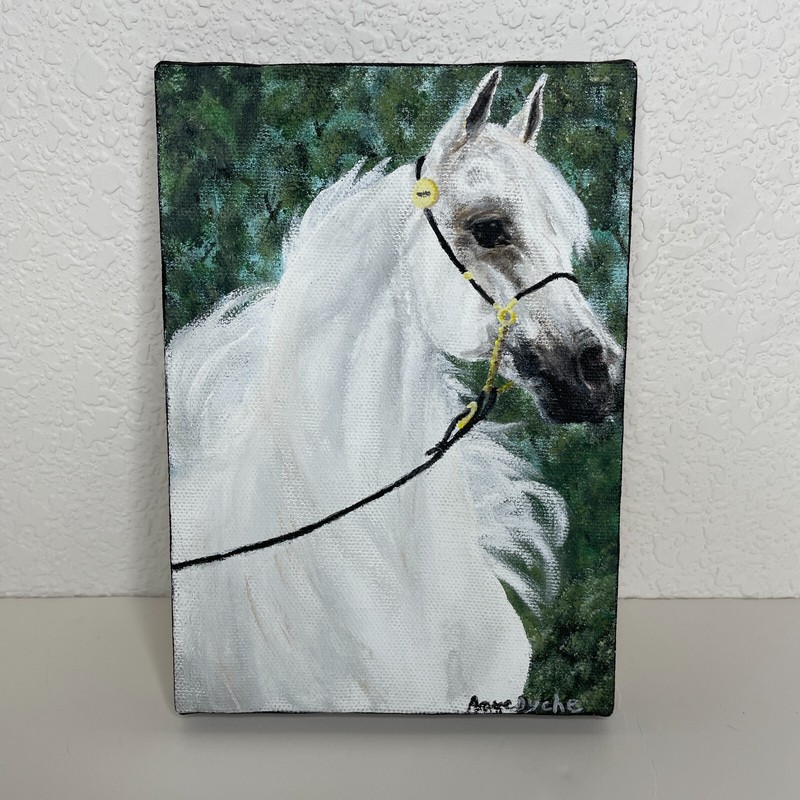 Horse Paintings Set of 2 Brown White 7"x5" Acrylic on Canvas Wall Art Decor gallery