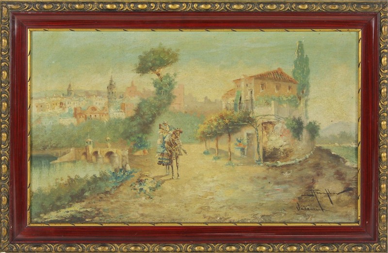 E3-060- RURAL LANDSCAPE. OIL ON CANVAS. ILLEGIBLE SIGNATURE. XIX CENTURY.
