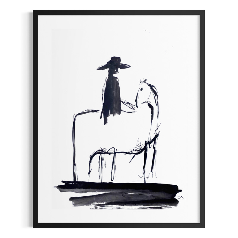 Original Minimalist 9×12 Acrylic Southwest Painting Black White Paper Signed Art