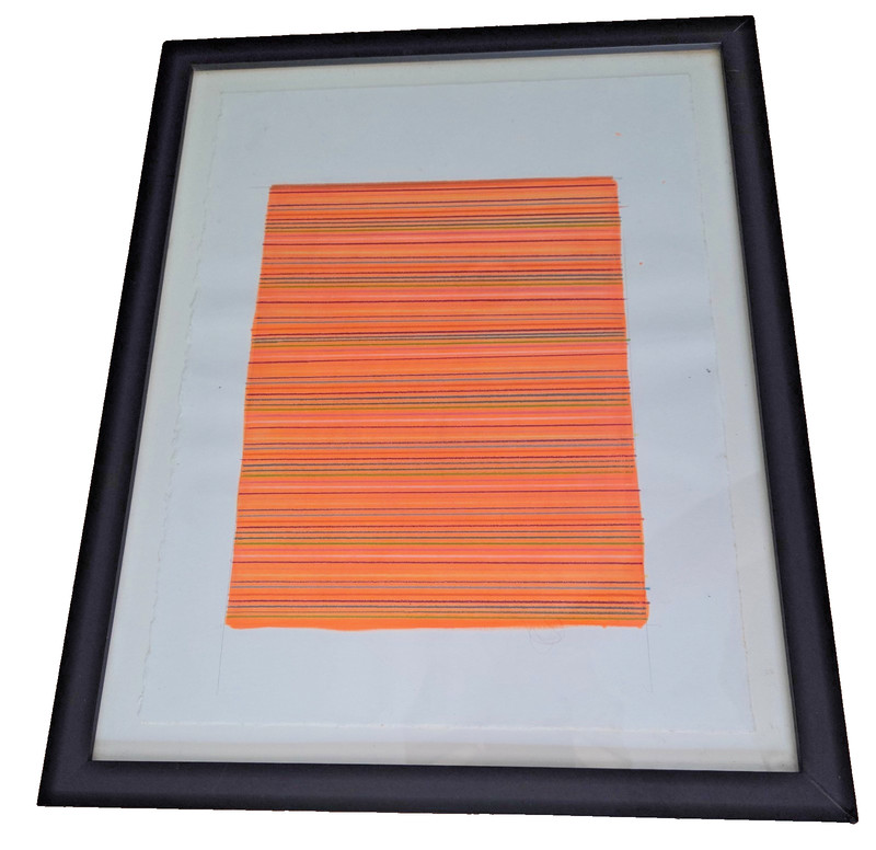 Rare Original Linda Besemer Watercolor Geometric Framed Art 18×14 Study for Slab