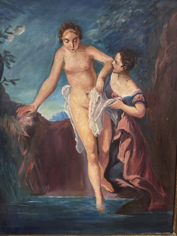 Oil, Painting, Woman Bathing Or The Bather 29x35 framed gallery